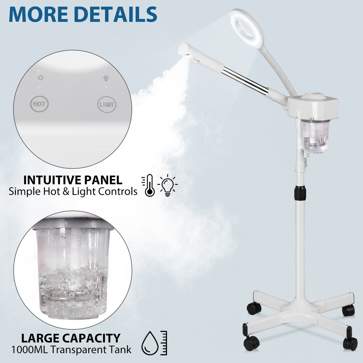Facial Steamer with Magnifying LED Light and Deep Cleansing Technology