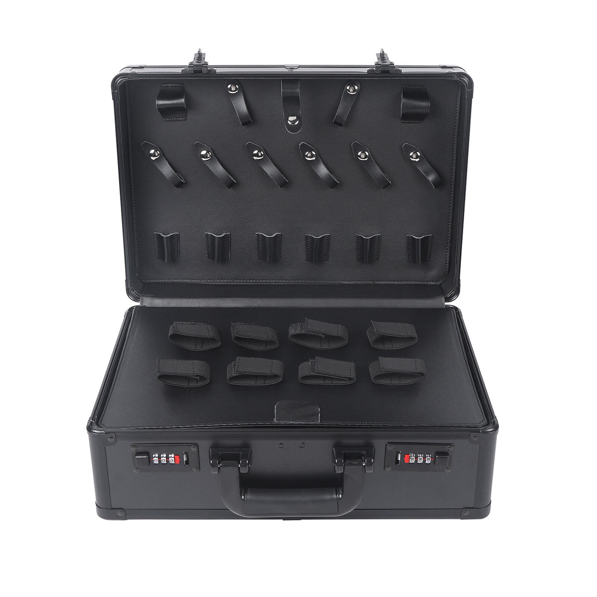 Portable Barber Tool Organizer Case with Locking Compartments for Travel and Salon Use