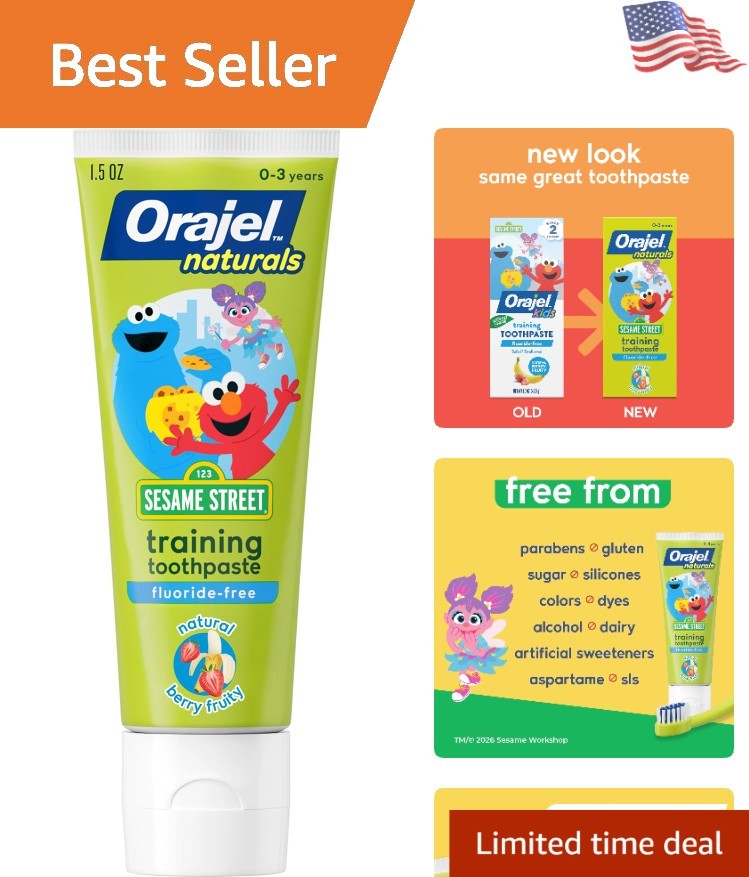 Kids Fluoride-Free Berry Toothpaste with Elmo - Natural Baby Oral Care 1.5 oz