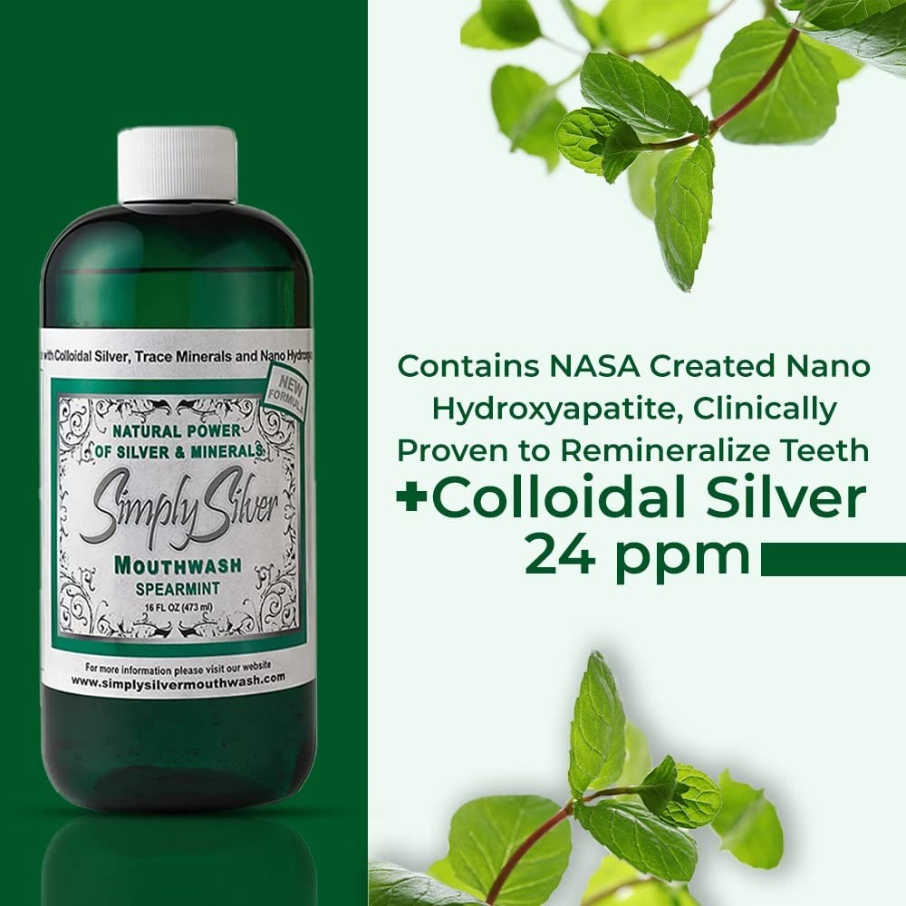 Natural Spearmint Mouthwash Alcohol & Fluoride Free with Nano Hydroxyapatite