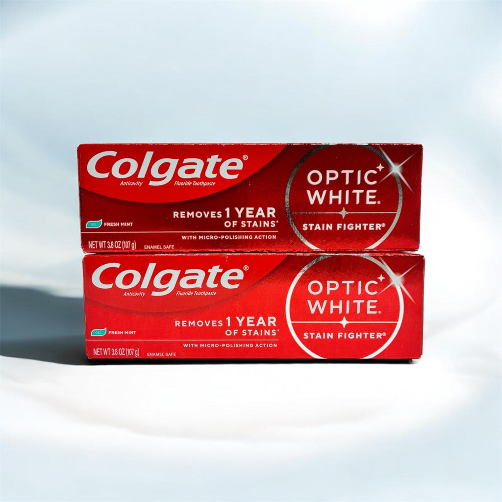 2 Pack Colgate Optic White Stain Fighter Toothpaste Fresh Mint Gel 3.8oz