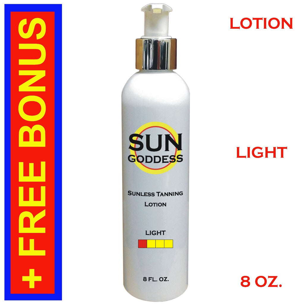 Self Tanning Lotion LIGHT - 8 oz with Applicator Mitt & Gloves - Natural Golden Tan