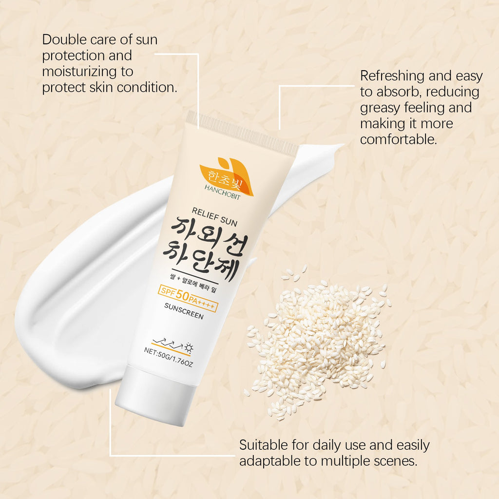 Rice Face Sunscreen SPF 50 Moisturizing Lightweight Non-Greasy Skin Protection