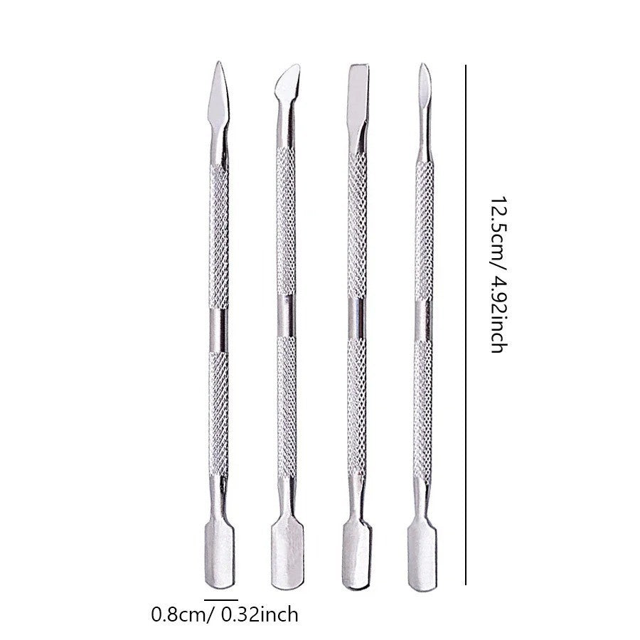4-Piece Stainless Steel Cuticle Remover Nail Pusher Manicure Tool Set