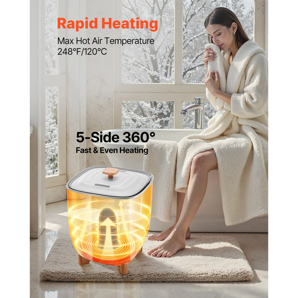 25L Towel Warmer Bucket with LED Timer & Temperature Control - Gray