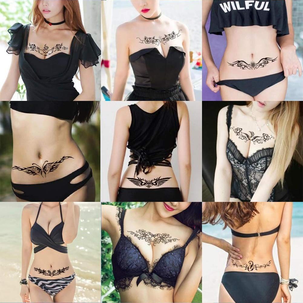 Temporary Tattoo Sheets 19 Pieces - Tramp Stamp Stickers for Women Men