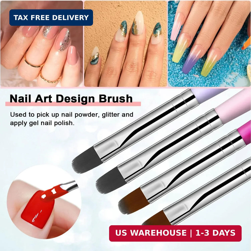 Gel Nail Brush Set - 8 Pcs Acrylic Nail Art Sculpting Brushes for Manicure