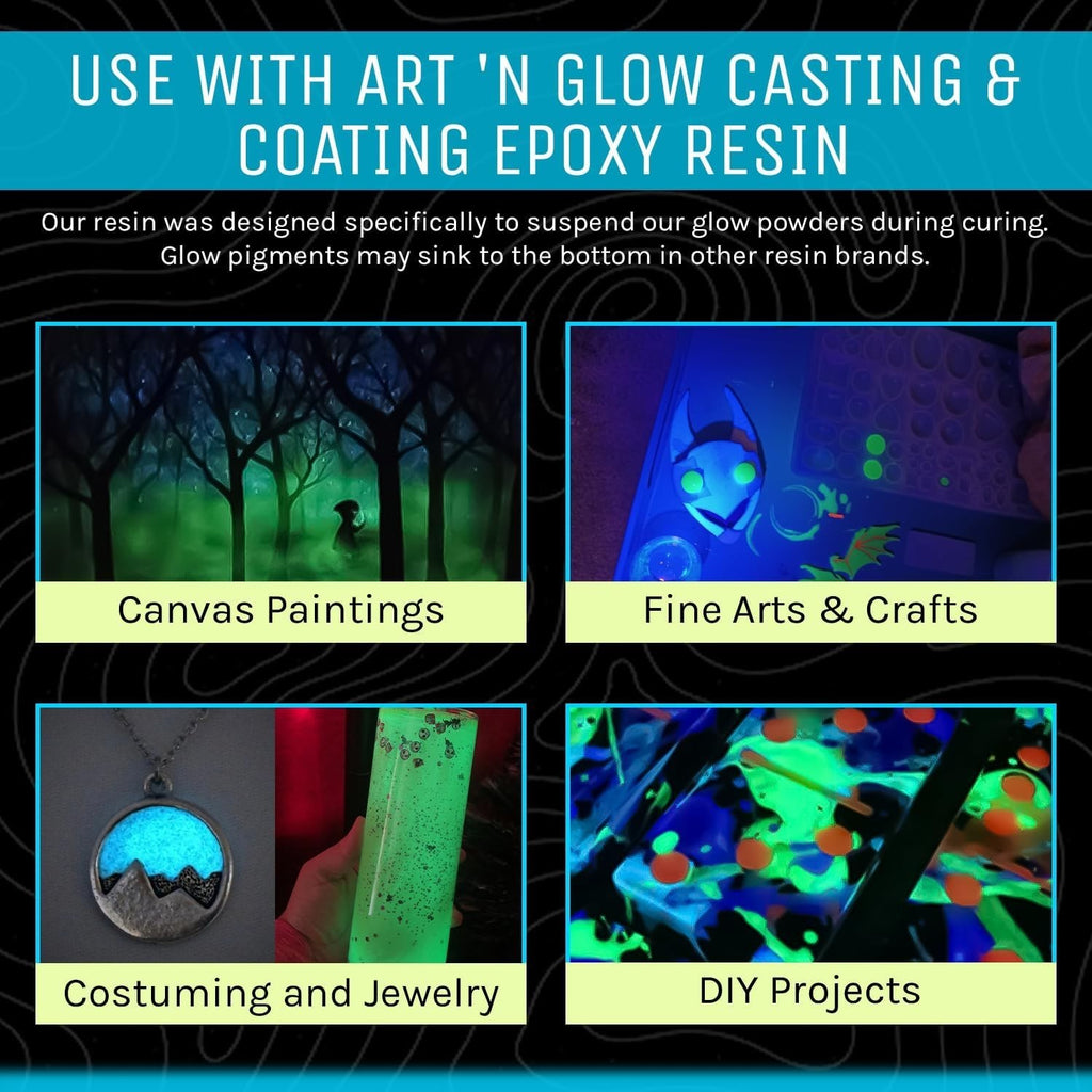 Glow in The Dark Pigment Powder - 30g Fluorescent & Neutral Colors for Art & Crafts