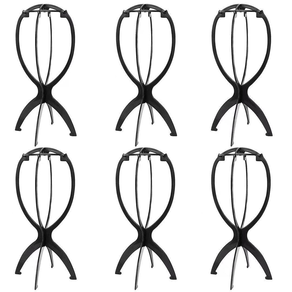 6 Pack Collapsible Wig Stand Portable Display Holder for Multiple Wigs & Hats