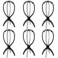 6 Pack Collapsible Wig Stand Portable Display Holder for Multiple Wigs & Hats