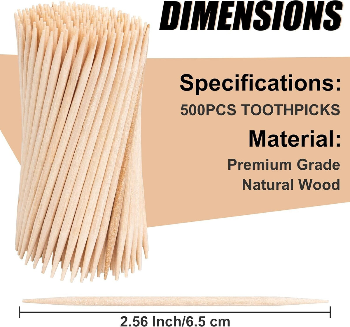 Premium Wooden Toothpicks for Dental Care & Appetizer Use - 300/500 Count