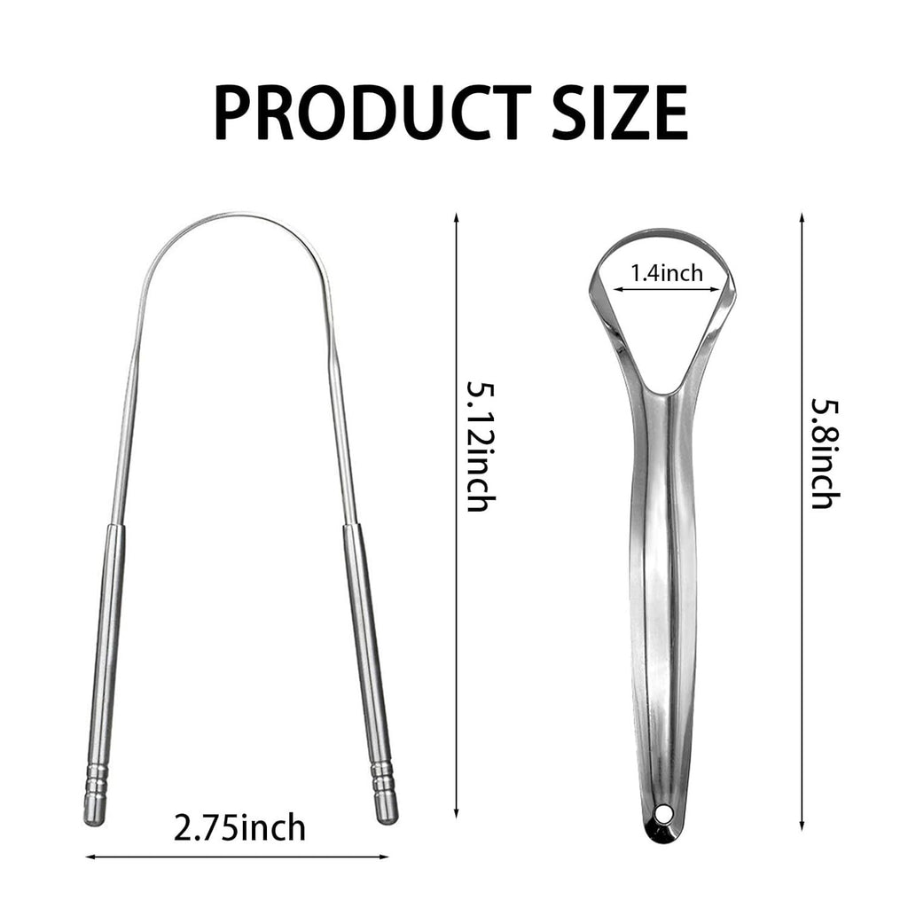 Stainless Steel Tongue Scraper Set for Adults & Kids - Rustproof & Reusable