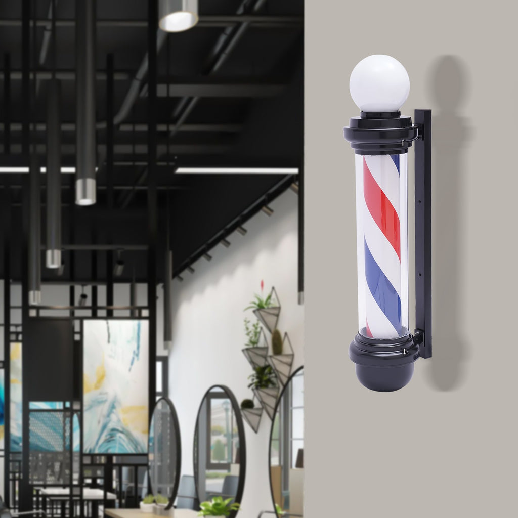 32-Inch Rotating LED Barber Pole Light - Outdoor Sign for Hair Salon