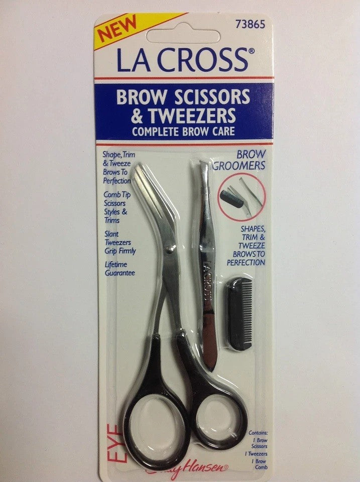 (3 Pack) Brow Scissors & Tweezers Set - Precision Grooming Tools for Eyebrow Shaping