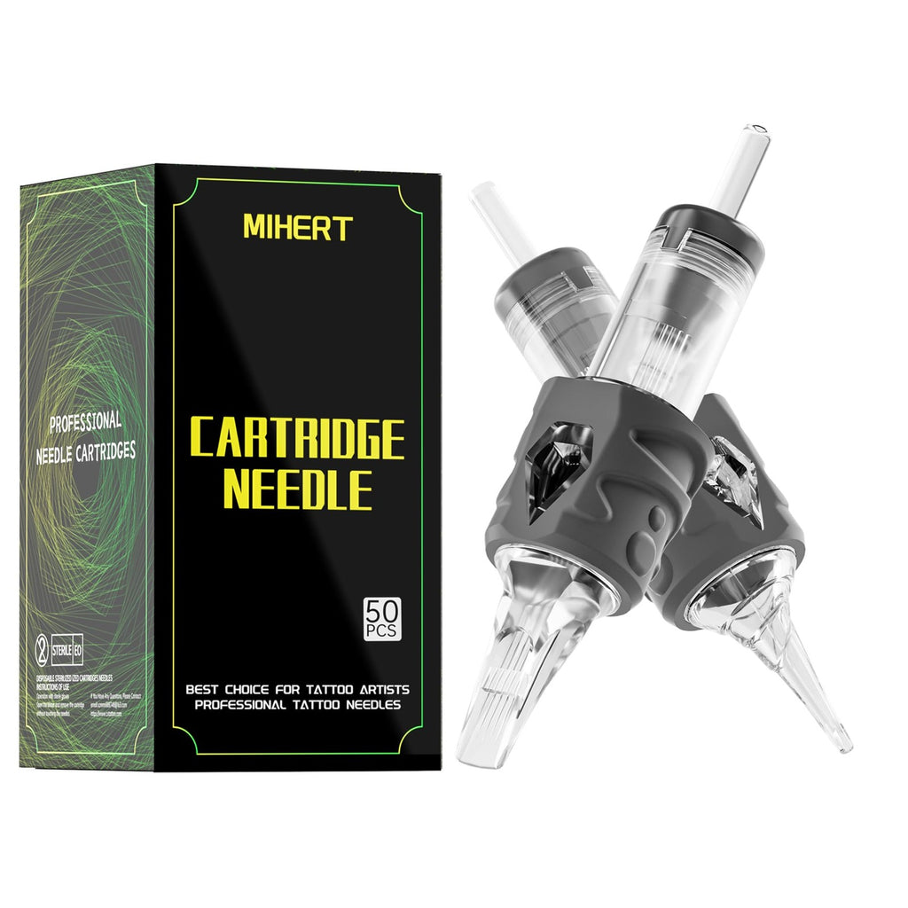 Tattoo Cartridge Needles 50Pcs Kit – 316L Stainless Steel, Sterilized, 12/RS/ML Round Liners & Shader