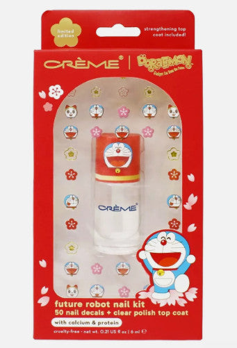 Doraemon Nail Decals & Clear Top Coat Kit for Cute Manicures