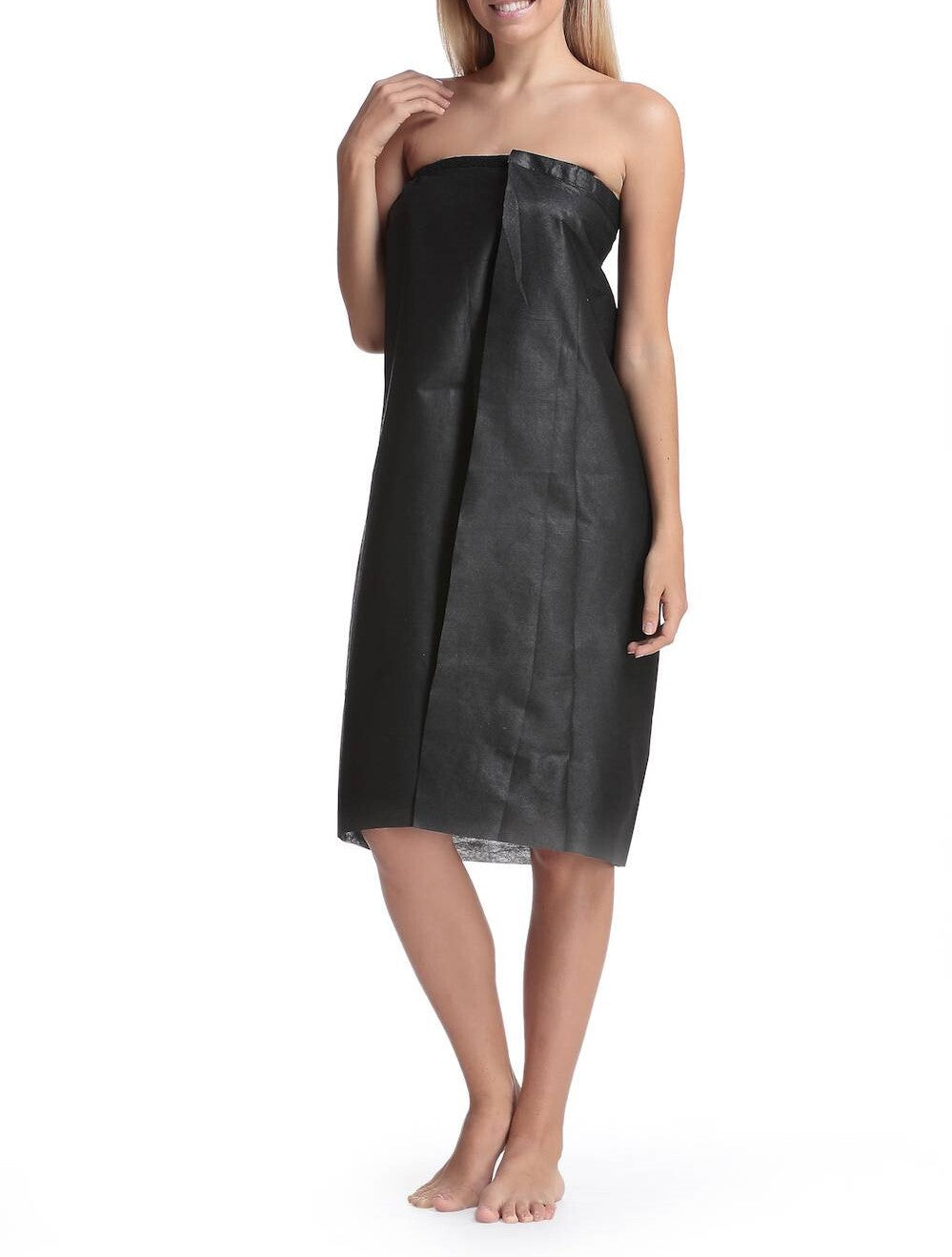 Disposable Spa Wrap Bathrobe Black 15 Pack - Lightweight Non-Woven Material