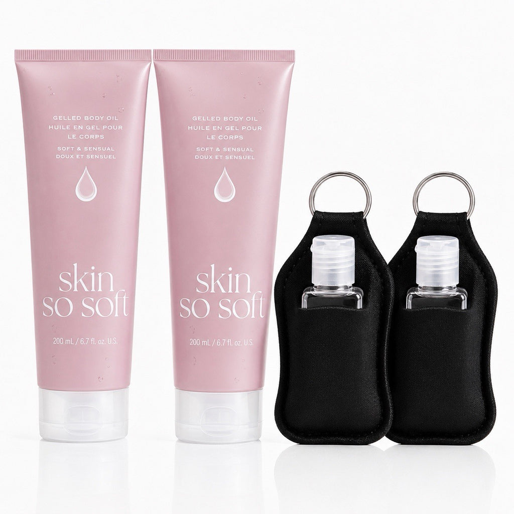 Gelled Body Oil Set with Travel Bottles & Holders - Moisturizing & Fragrant