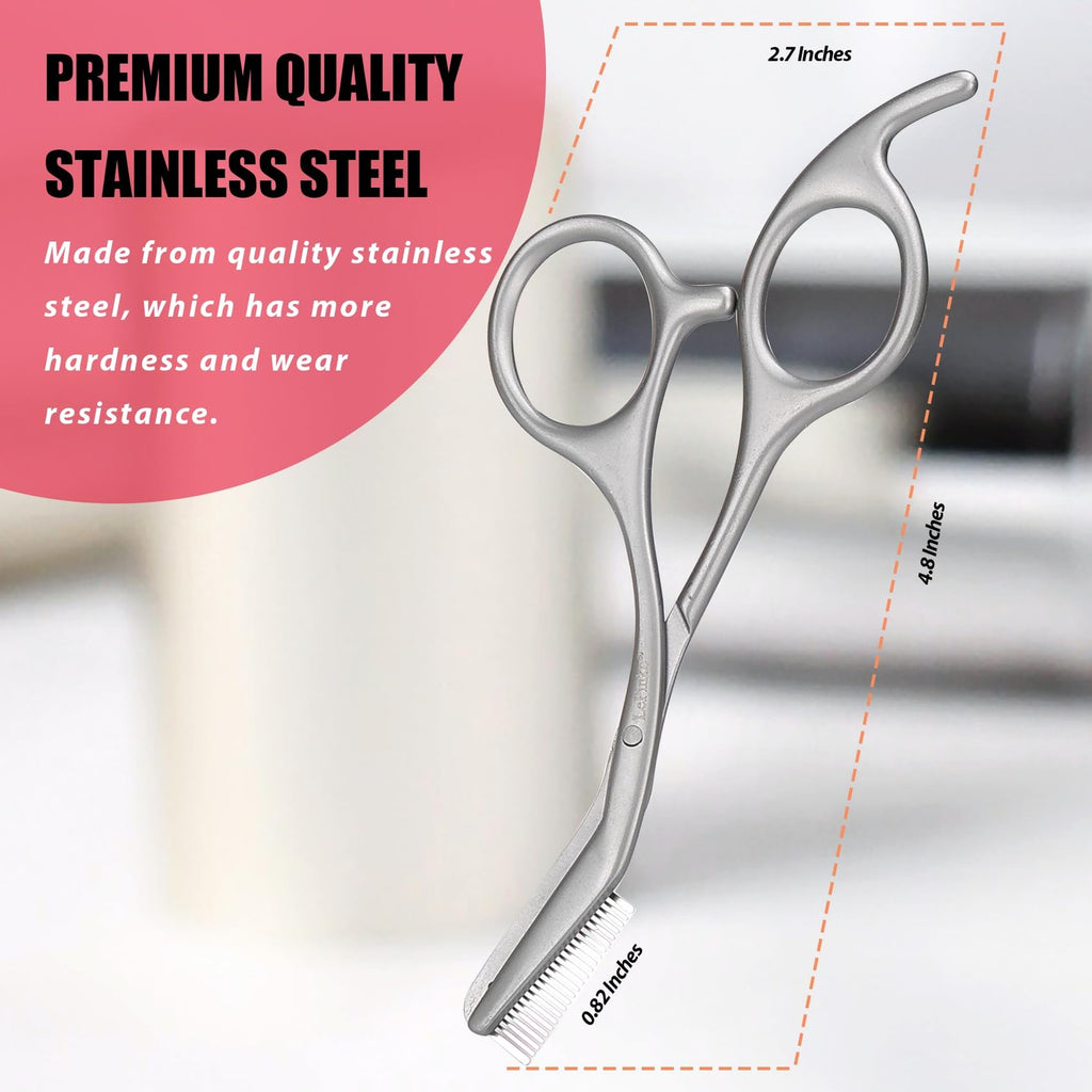 Stainless Steel Eyebrow Trimming Scissors with Comb - Precision Grooming Tool
