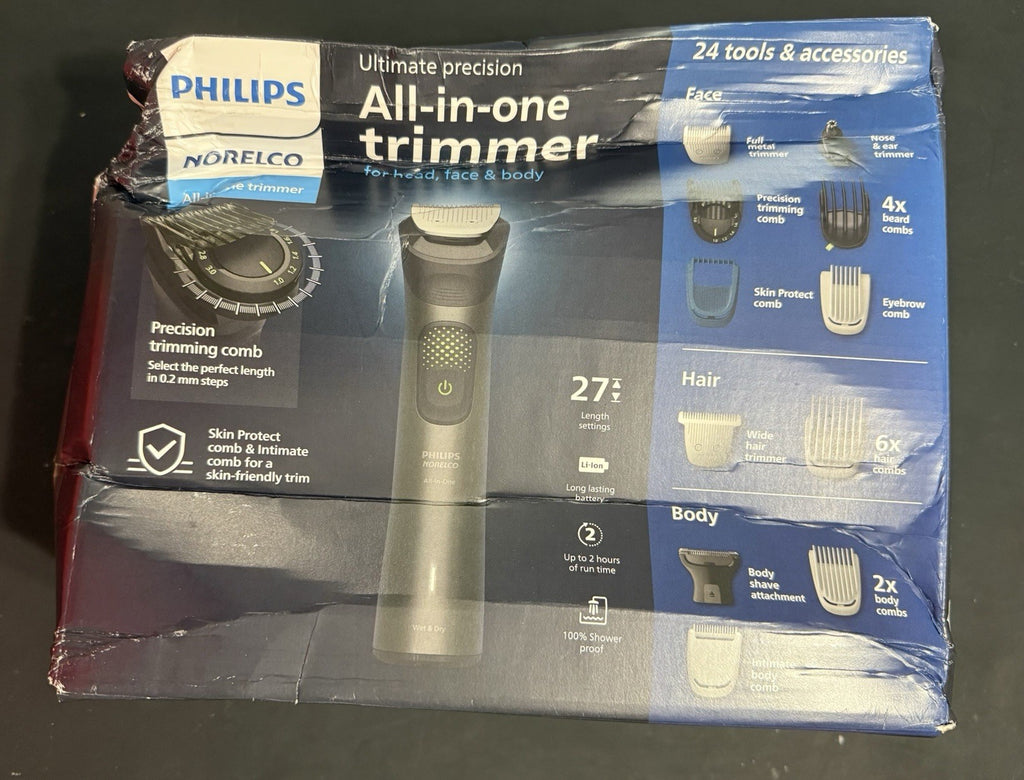 Philips Norelco All-in-One Hair, Face & Body Trimmer 24 Pieces - Wet & Dry