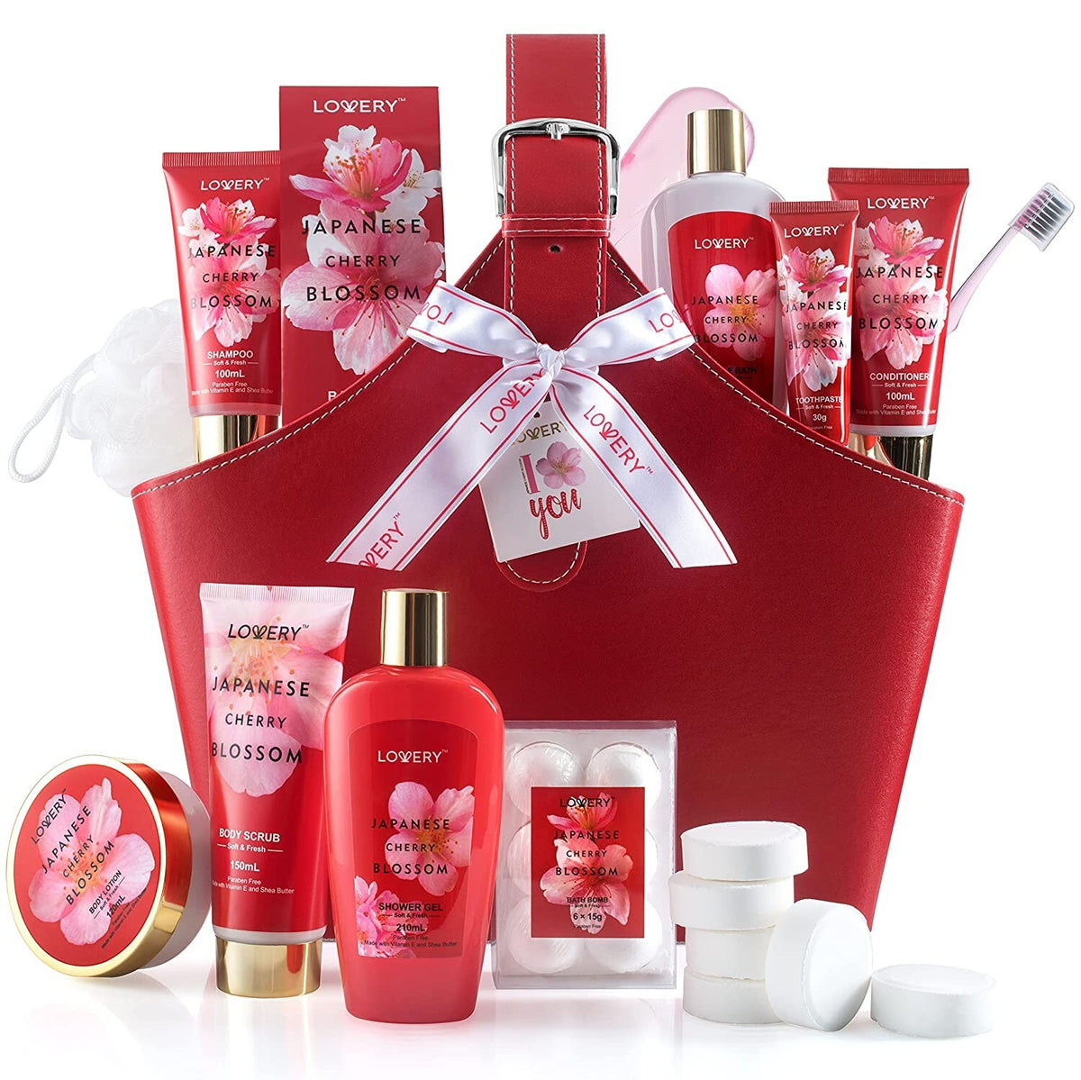 Luxury Home Spa Gift Set with Cherry Blossom Bath Products - 25 Pieces