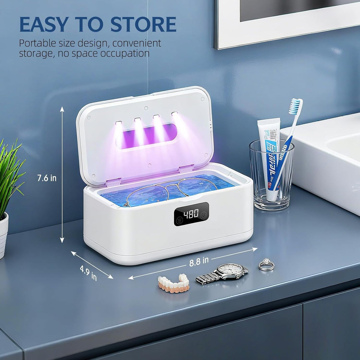 UV Ultrasonic Dental Retainer Cleaner Machine for Invisalign & Dentures