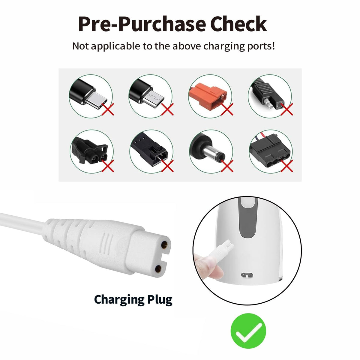 USB Charging Cable for Portable Water Flossers - Compatible with Nicwell Fairywill Aquasonic