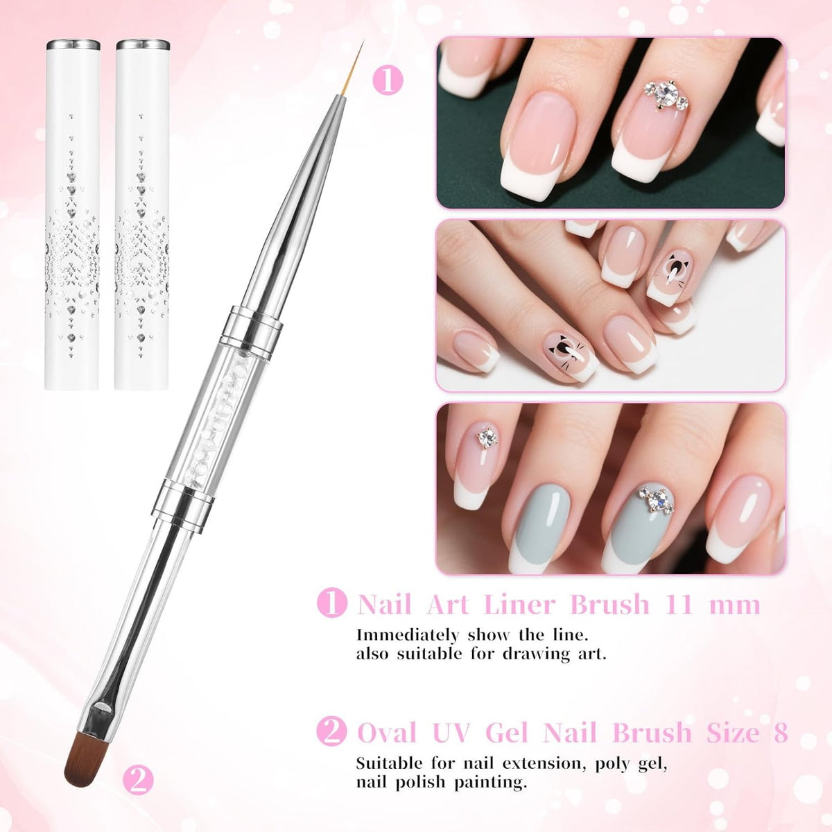 Double-Ended Nail Art Brush Set for Gel and French Tips - Professional Manicure Tools