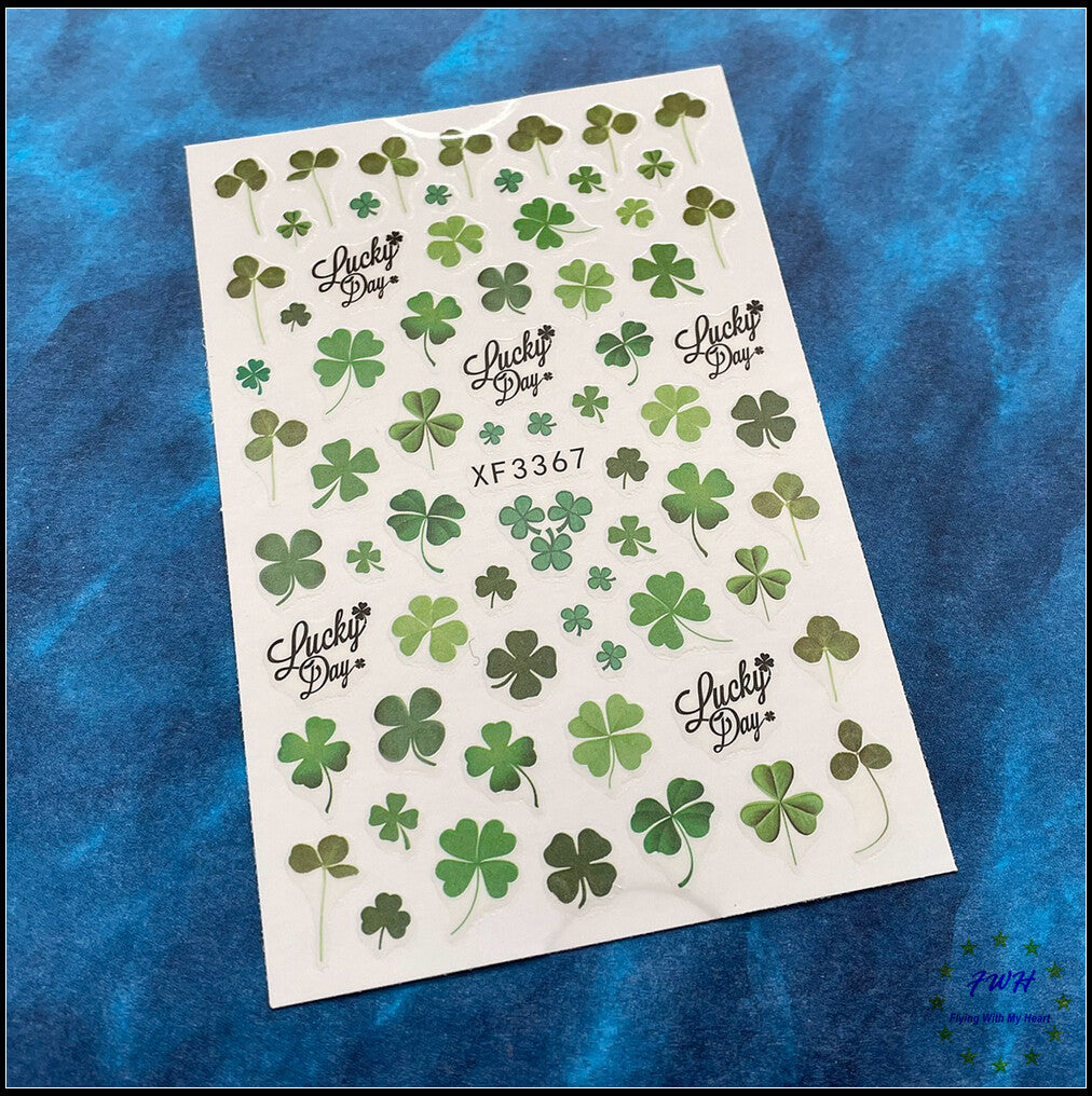 Green Four-Leaf Clover Nail Stickers - Lucky Day Nail Art Decals