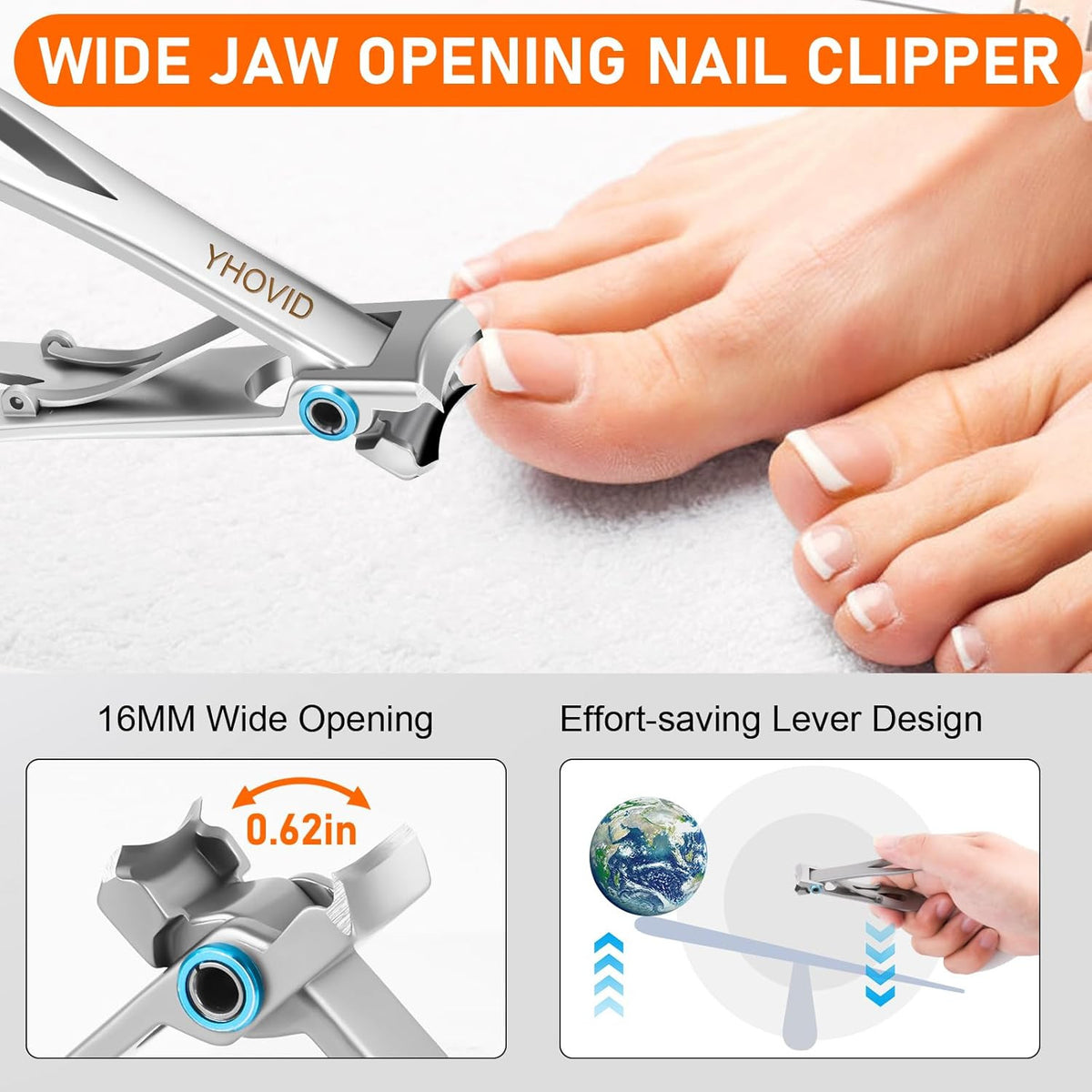 Heavy Duty Toenail Clippers Set for Thick Nails - Senior Foot Care Tool