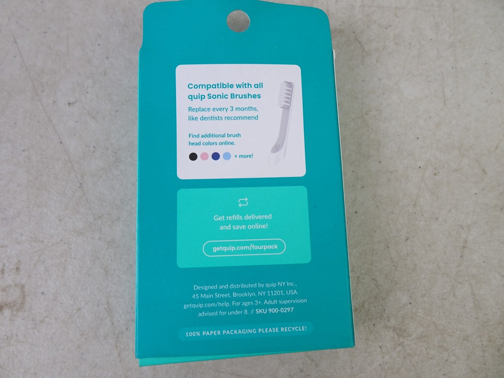 Quip Sonic Toothbrush Head Refills with Tongue Scraper 4 Pack