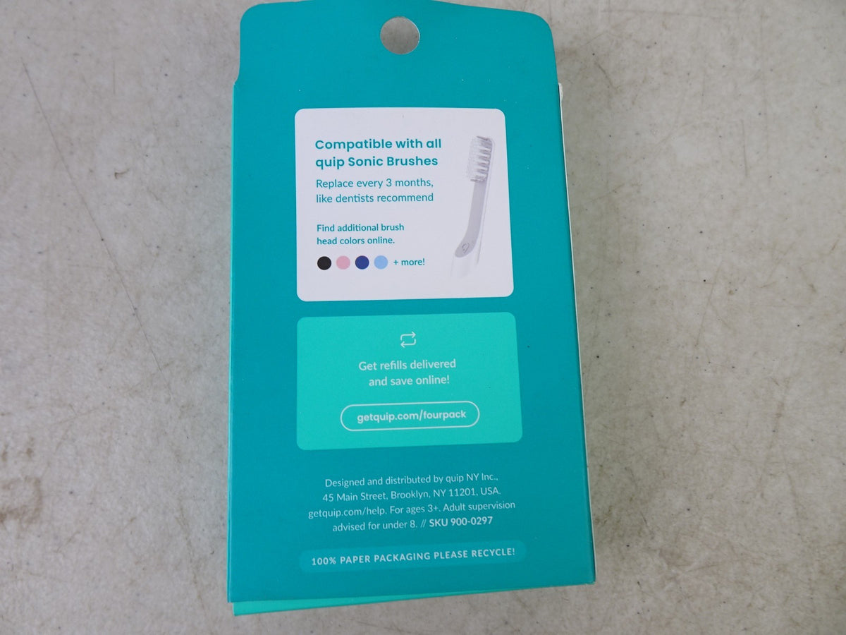 Quip Sonic Toothbrush Head Refills with Tongue Scraper 4 Pack