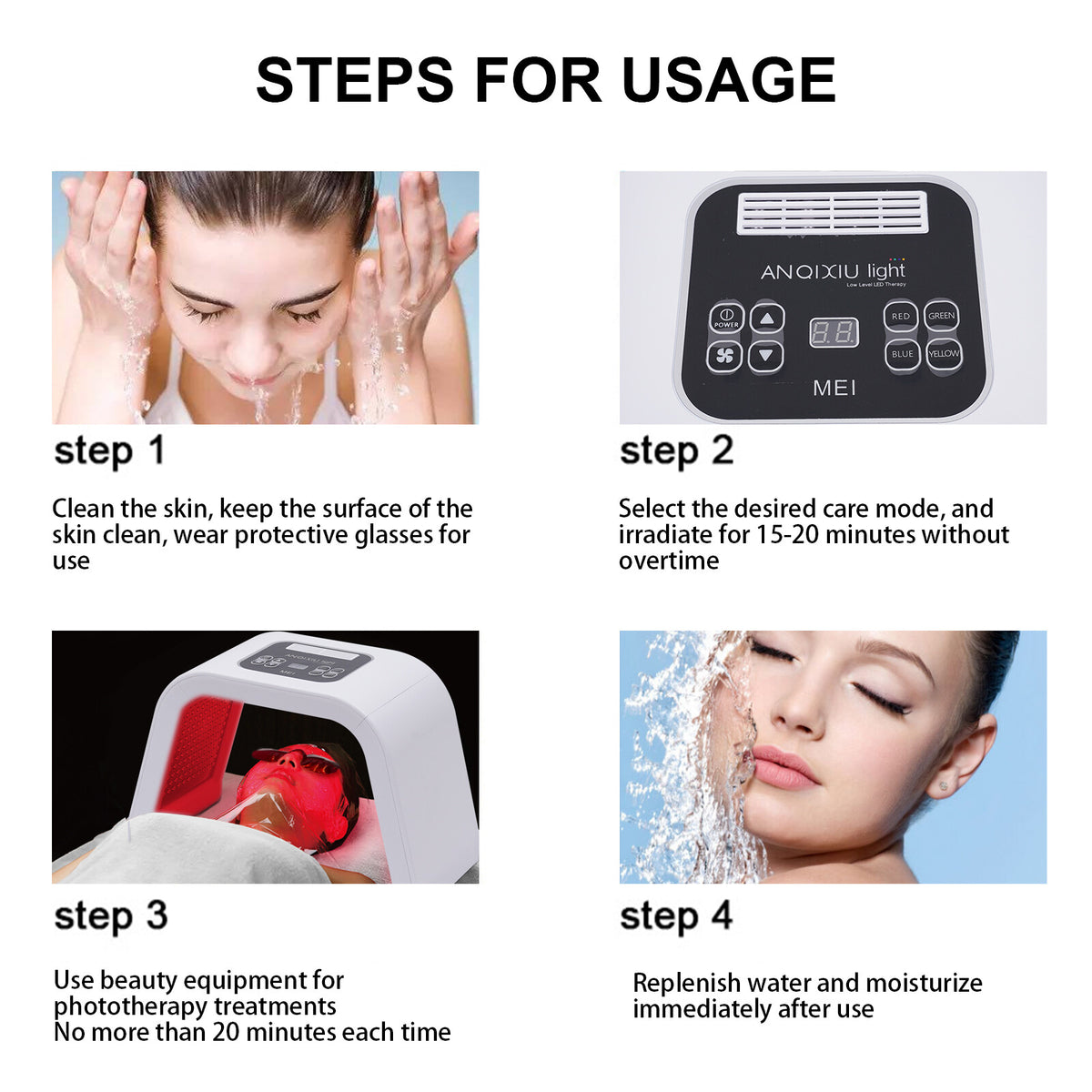 7-Color LED Light Therapy Facial Skin Rejuvenation Machine for Anti-Aging