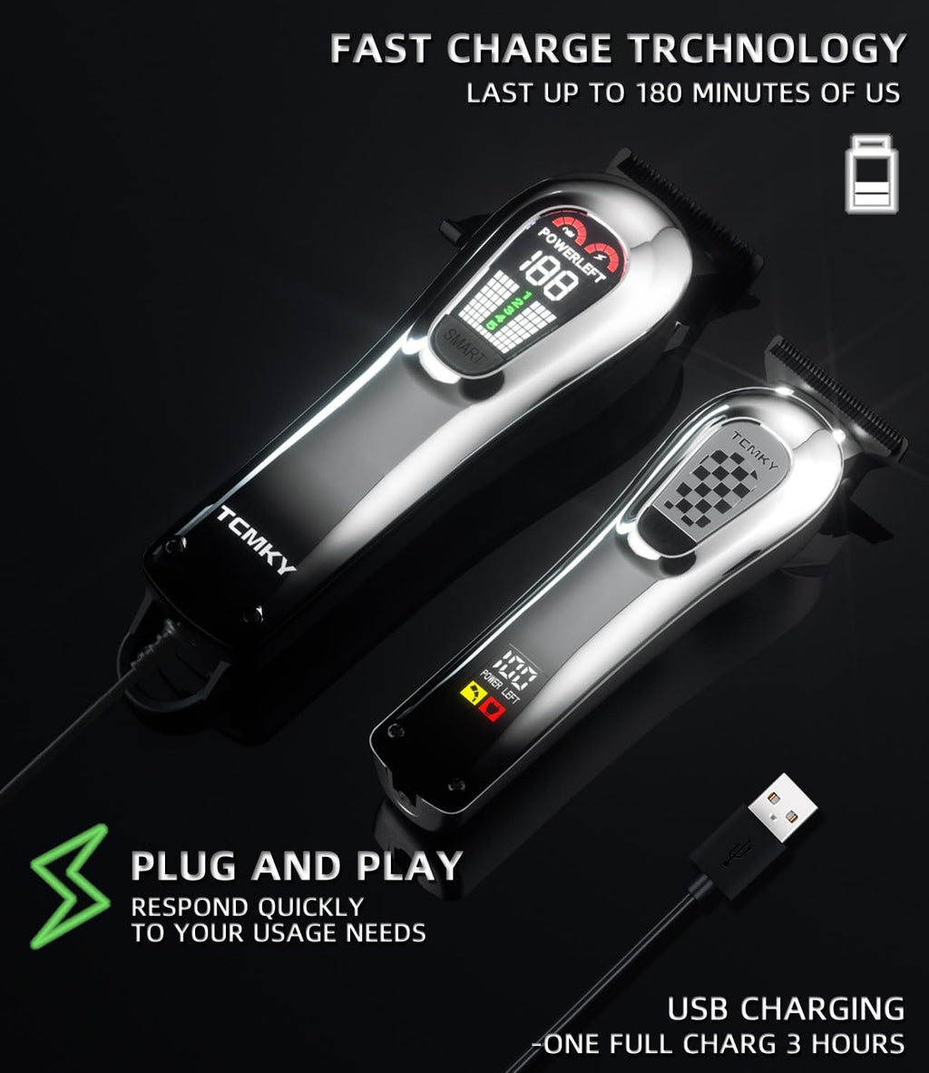 Wireless Professional Hair Clipper & Trimmer Set with Adjustable Speed