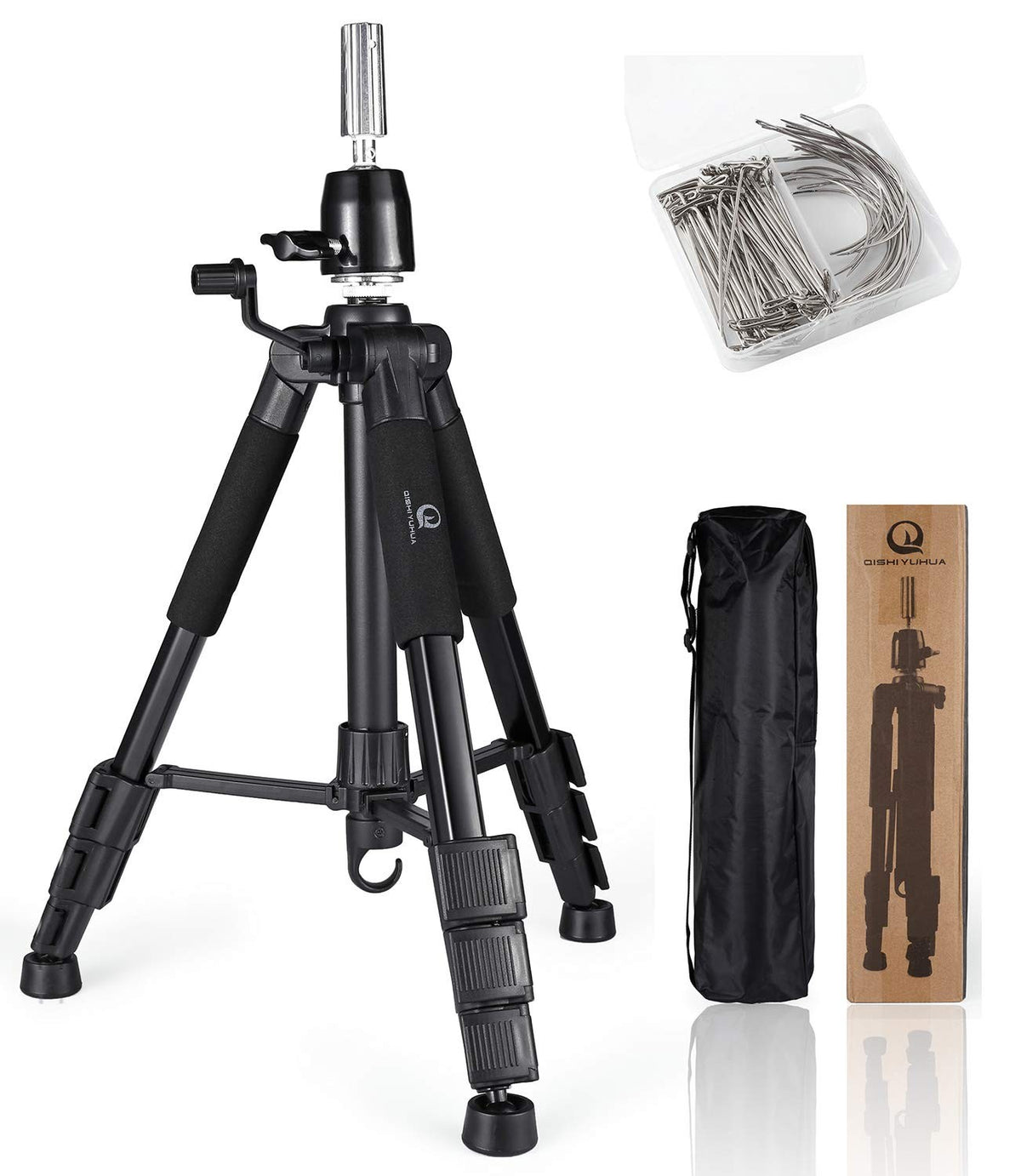 Adjustable Wig Stand Tripod with Non-Slip Base for Mannequin Heads