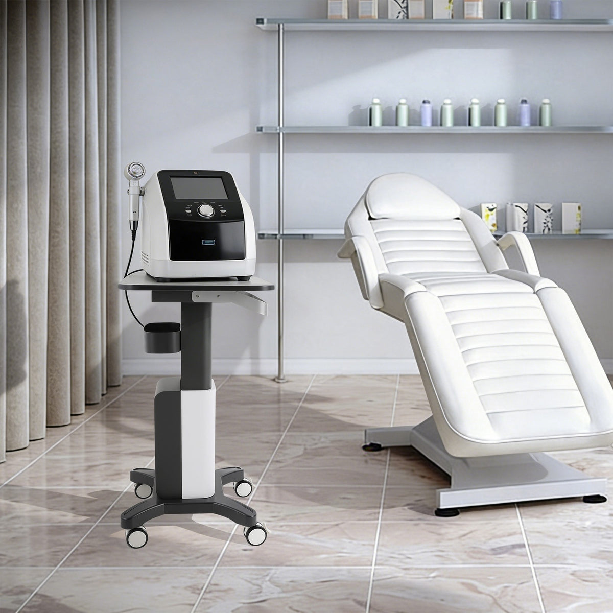 Salon Mobile Storage Cart with Wheels & Shelves - Modern Black or White
