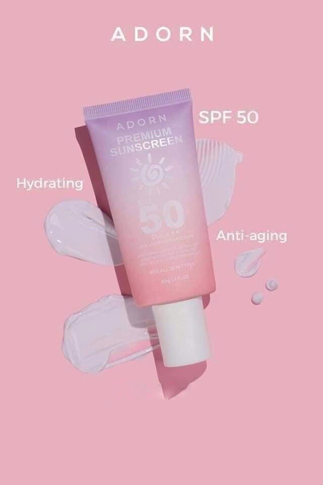 Adorn SPF 50 Sunscreen Face Protects Skin with Hyaluronic Acid & Centella 50g