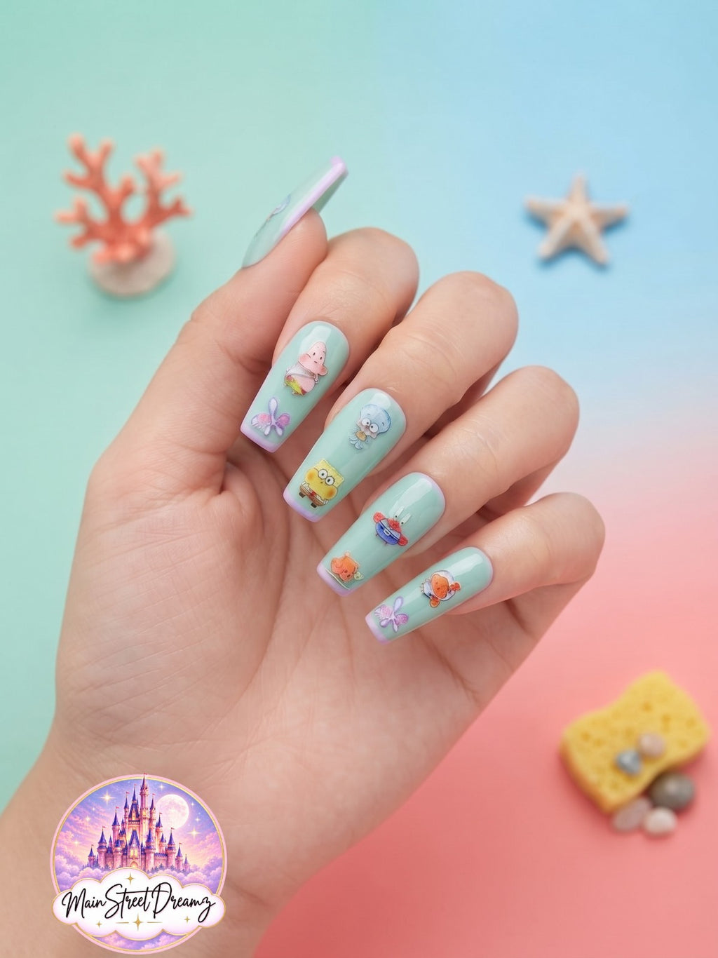 5D SpongeBob Squarepants Nail Art Stickers - Fun Nail Decals for Kids & Teens