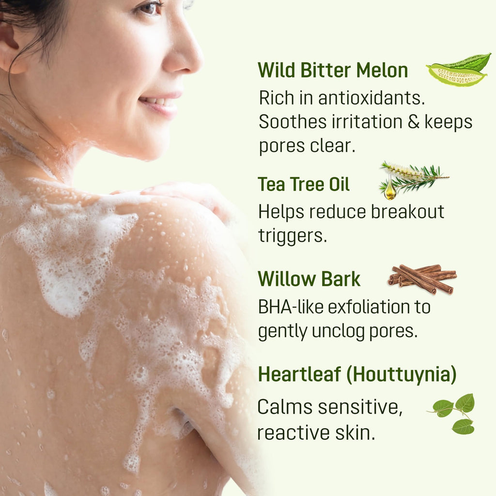 Folliculitis Body Wash with BHA & Wild Bitter Melon – Gentle Skin Clarifying Gel