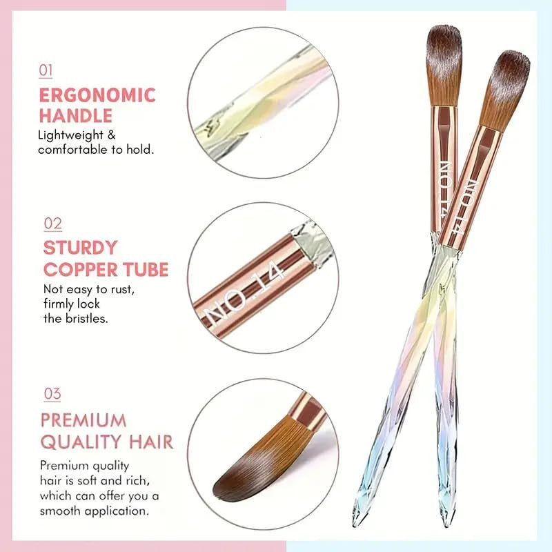 6PCS Acrylic Nail Brush Set with Ergonomic Handles - Professional Nail Art Tools