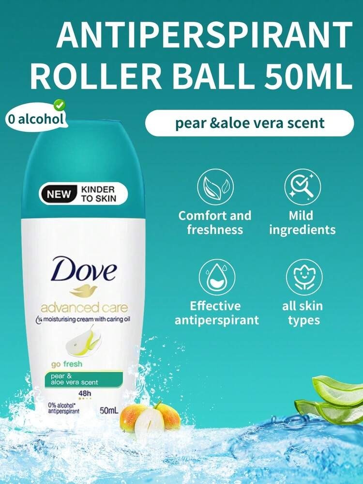 Dove Pear & Aloe Vera Roll-On Deodorant Pack - 50mL, 48H Freshness