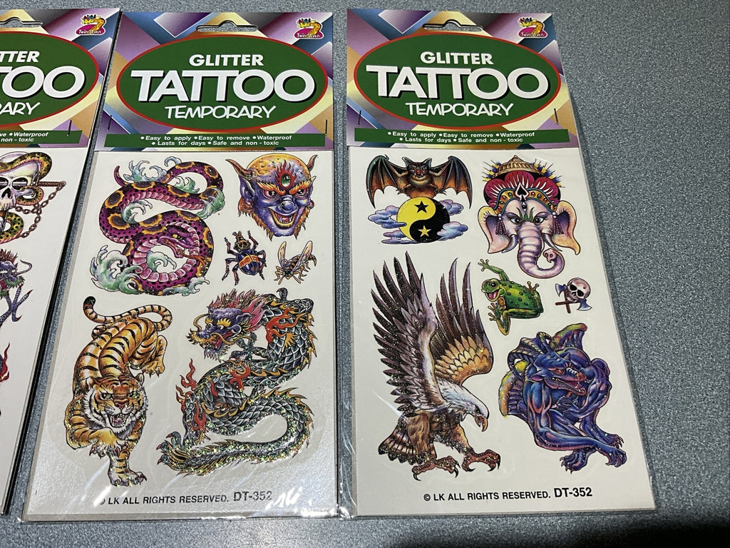 Glitter Temporary Tattoos 3-Pack - Mythical Creatures