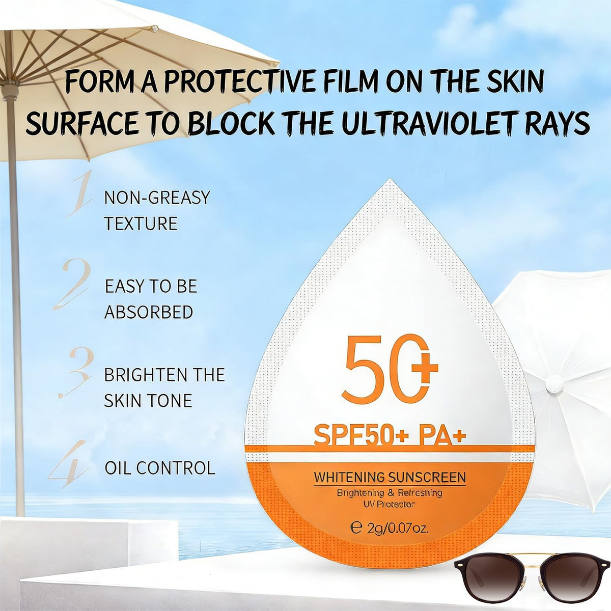 Mini Travel Sunscreen SPF 50+ Pack of 30 - Waterproof & Lightweight