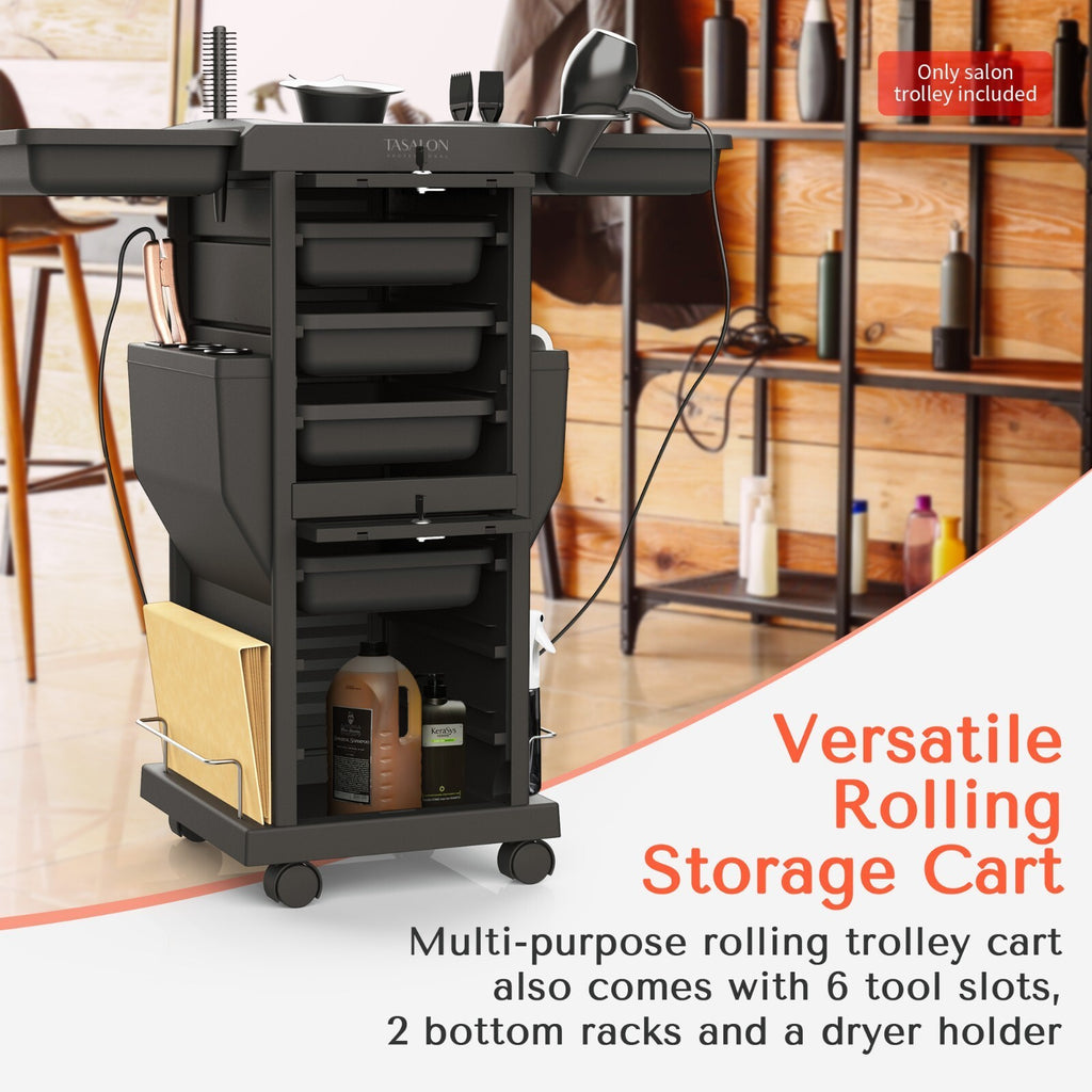 Salon Trolley Cart with Locking Casters for Hair Stylist & Barber Stations