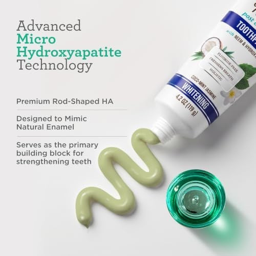 Hydroxyapatite Toothpaste with Neem & Xylitol - Fresh CocoMint Jasmine Flavor, 4.2oz