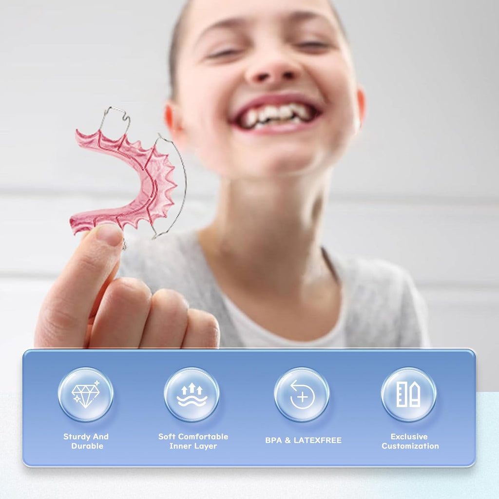 Custom Teeth Retainer Set - 2 Pink Hawley Retainers for Post-Orthodontic Alignment