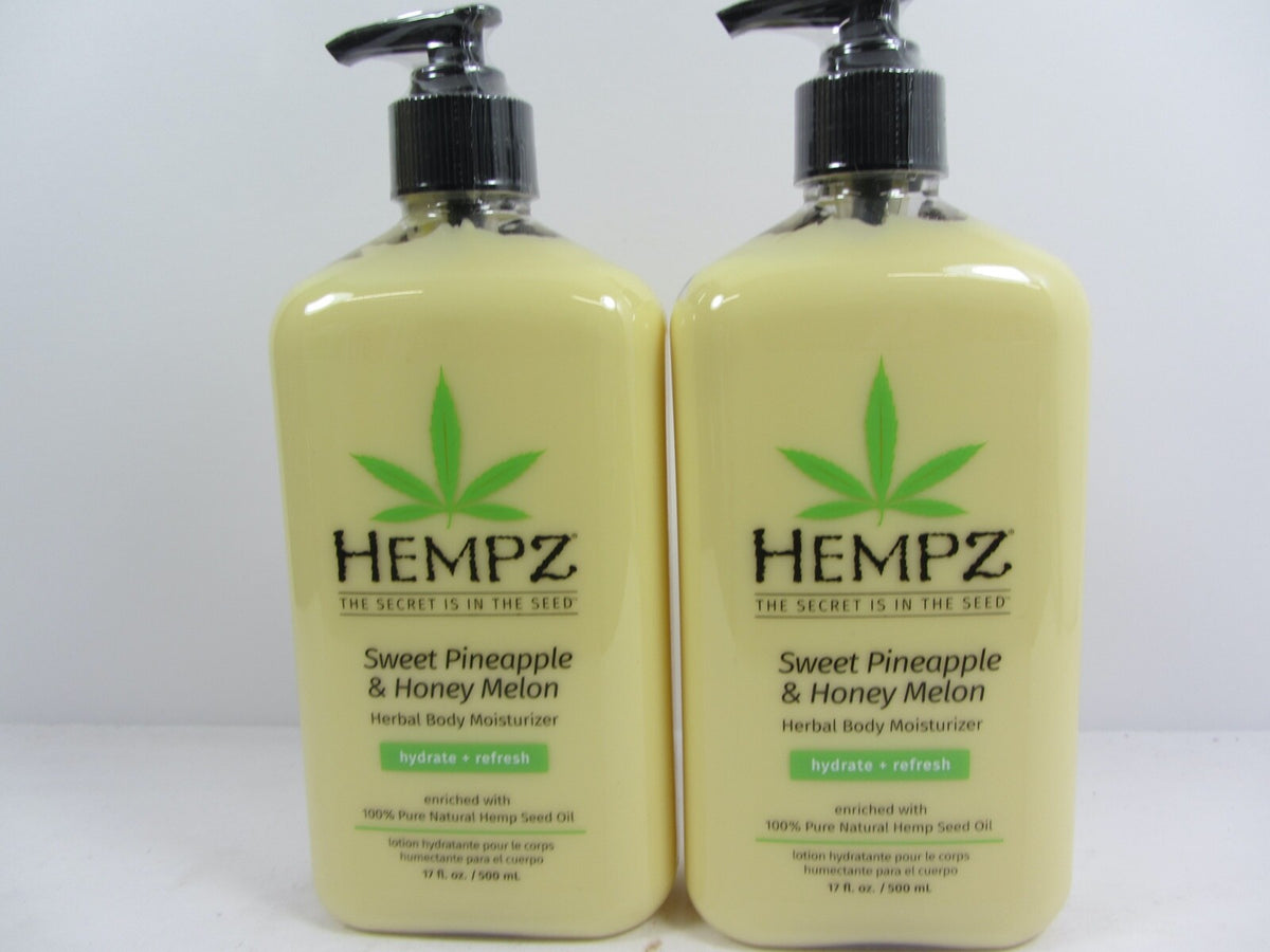 Hempz Sweet Pineapple & Honey Melon Body Moisturizer 2 Pack - Vegan, Paraben-Free
