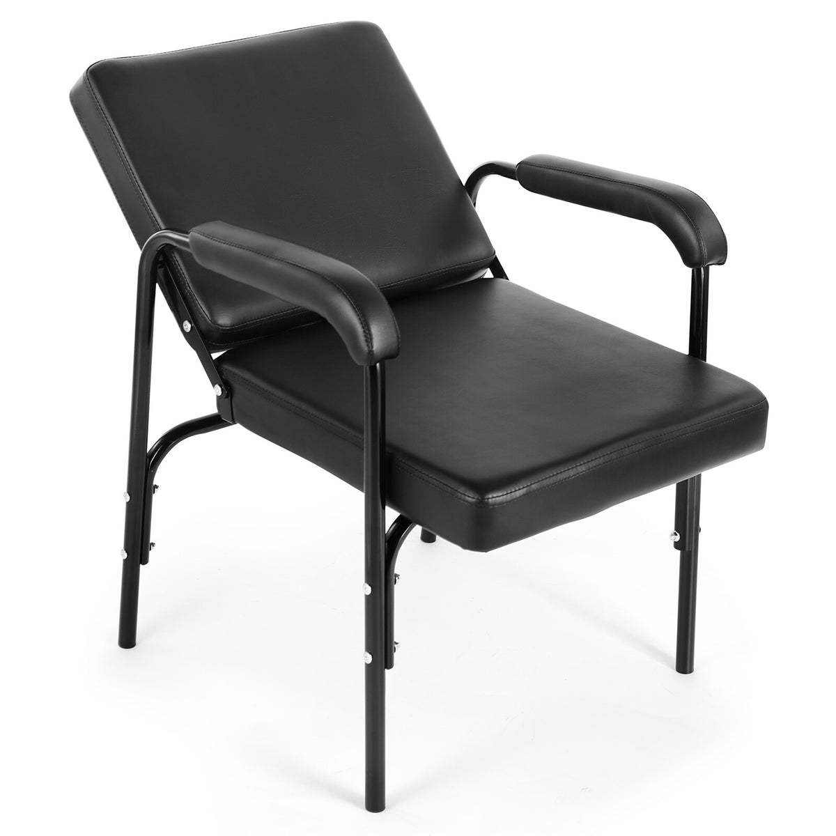 Black Recliner Barber Chair with Shampoo Basin Salon Spa Equipment