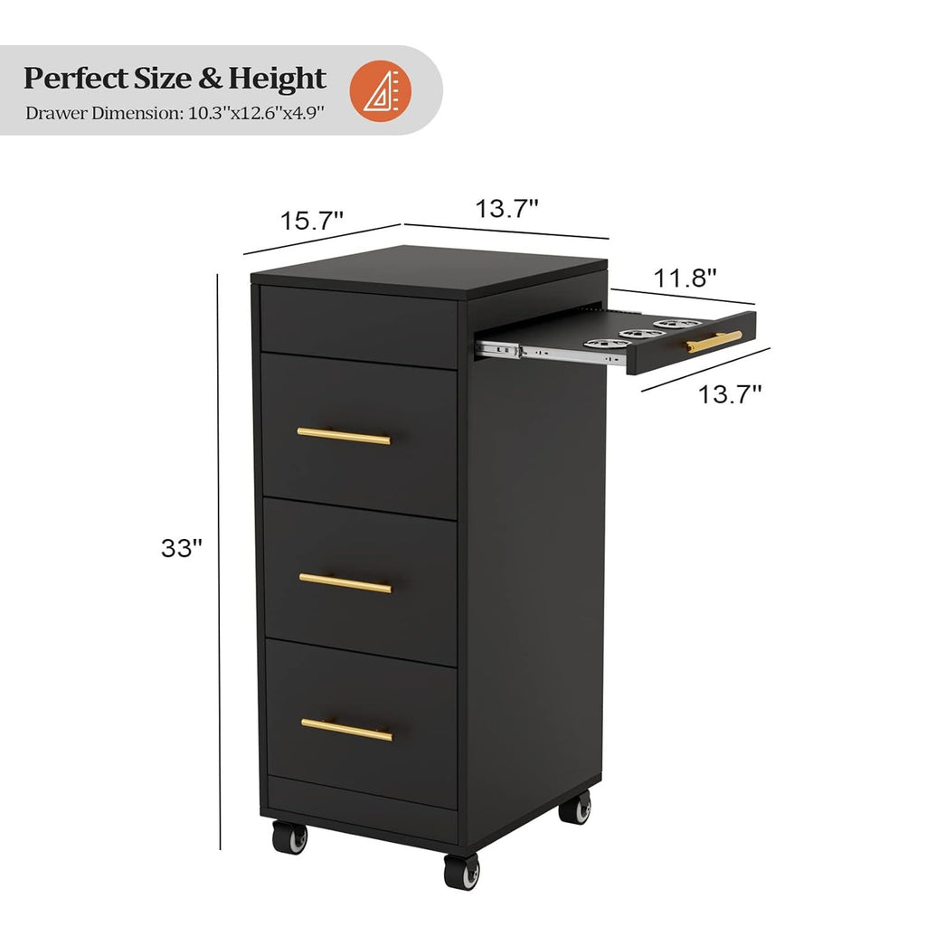 Salon Trolley Cart with Wheels and Drawers for Hair & Beauty Storage