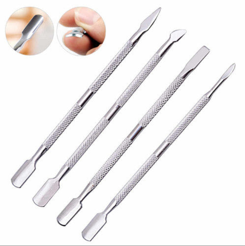 Nail Pusher and Cuticle Remover Set - Stainless Steel Manicure Pedicure Tools 4 Pieces